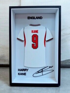 Harry Kane England 3D Jersey Shadow Box #9 Handmade Soccer Display